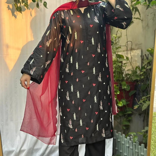 Black Multi Embroidery (3.Pcs)