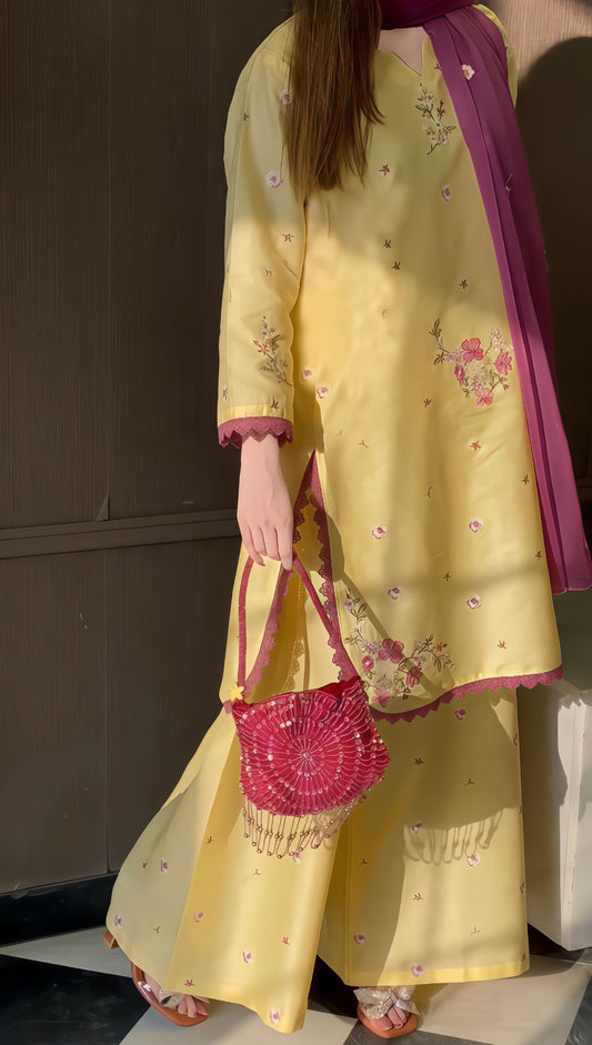 Butter Yellow (Embroidery 3.PCs with Plazo)