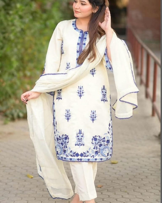 Khadi Net Embroidery (2.Pcs)