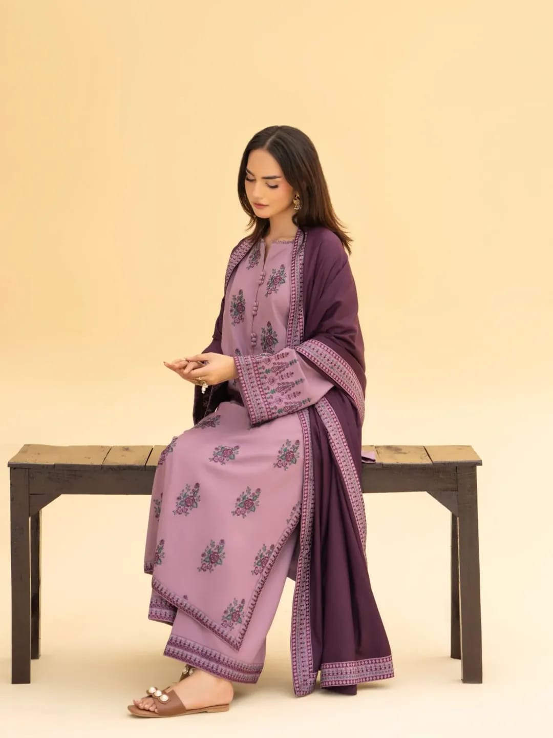 Shokh Embroidery (3.Pcs) with Shawl