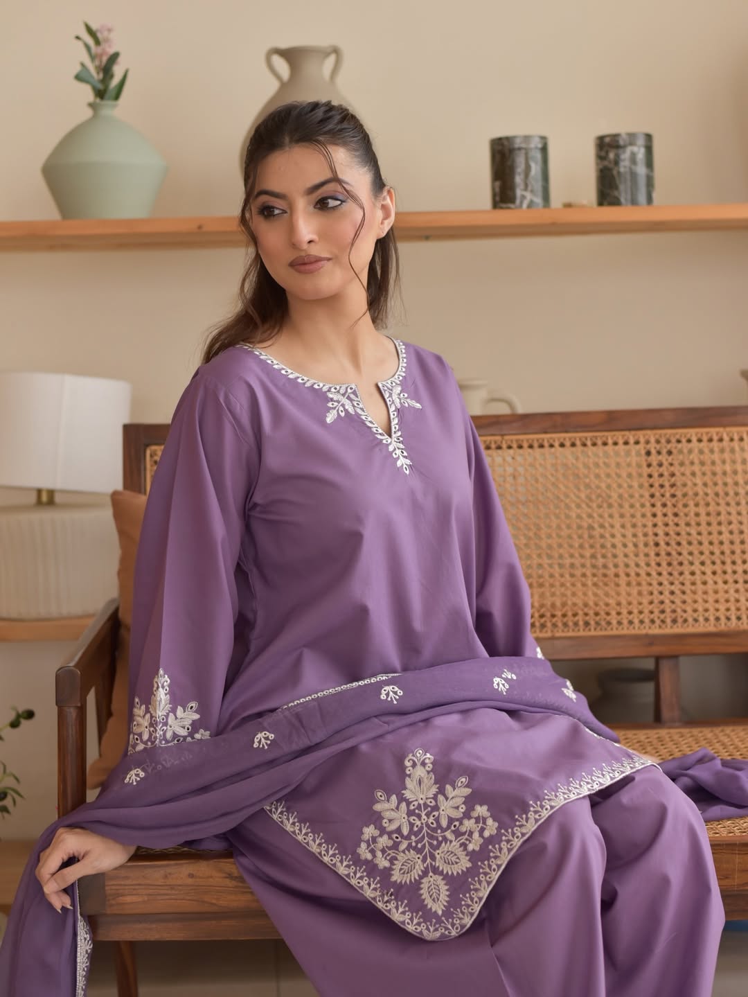 Ash (Embroidery 3.Pcs with Farshee Shalwar)