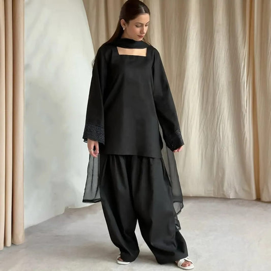 Black Farshee Shalwar (3.Pcs)