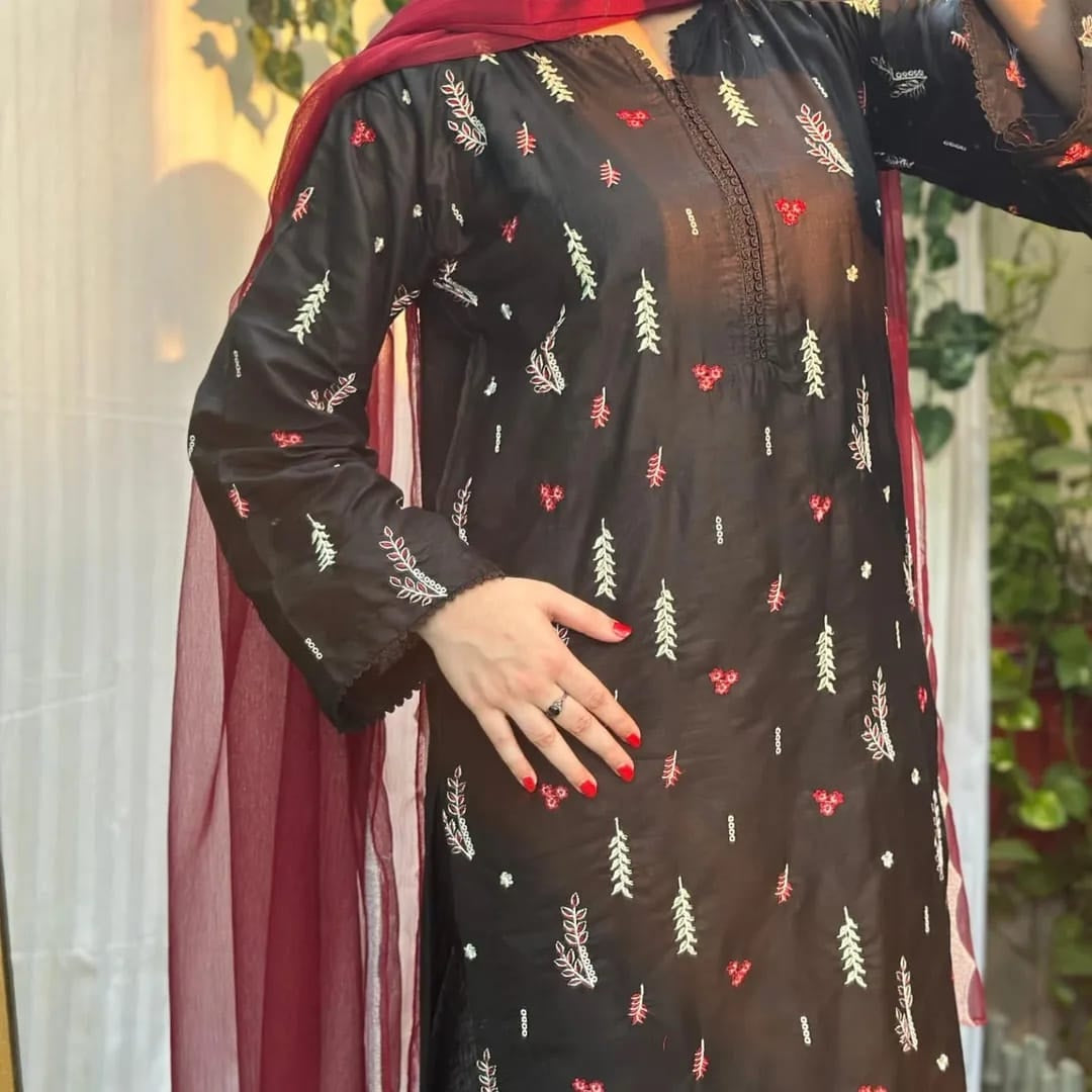 Black Multi Embroidery (3.Pcs)