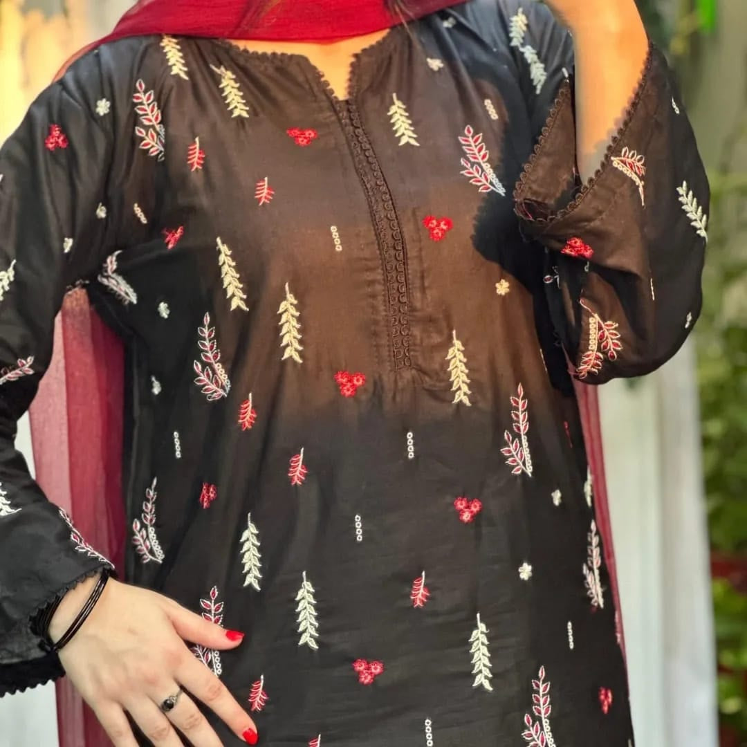 Black Multi Embroidery (3.Pcs)