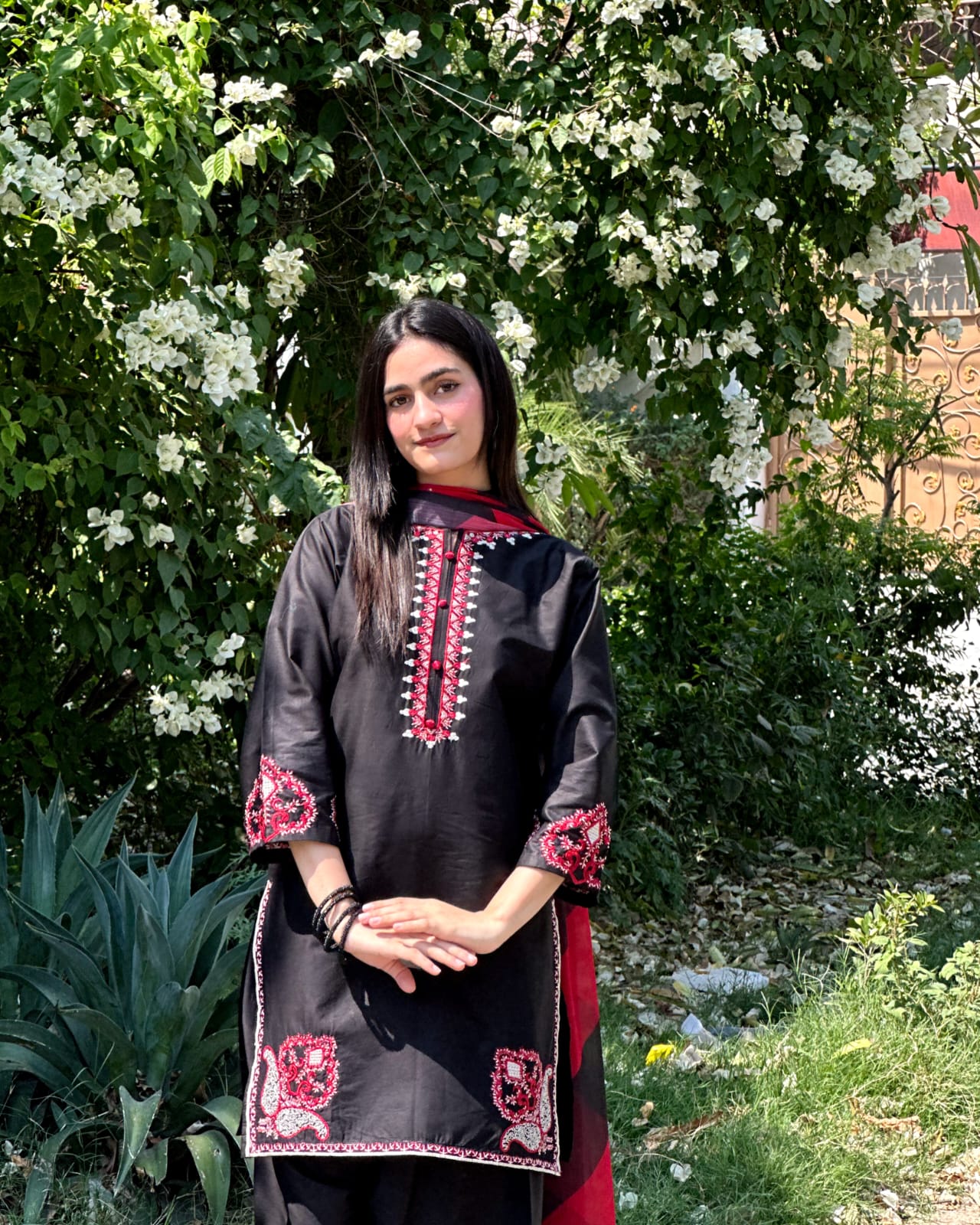 Black Charm (Embroidery 3.Pcs with Farshee Shalwar)