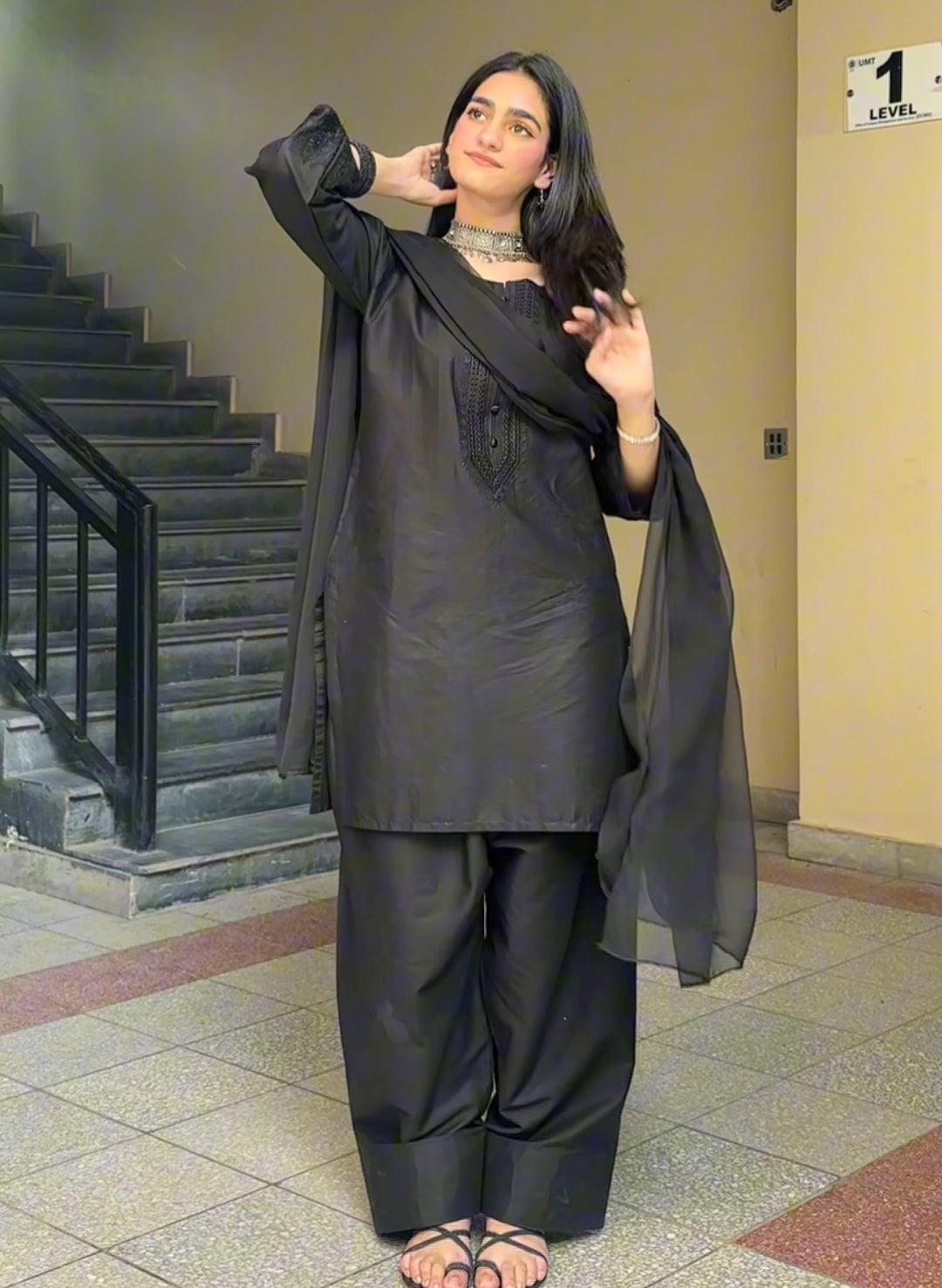 Black Blush (Embroidery 3.Pcs with Farshee Shalwar)