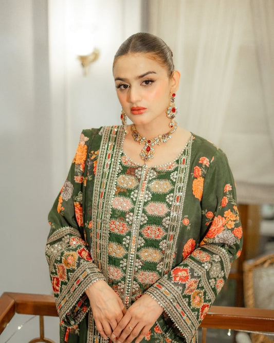 Green Jawel Embroidery (3.Pcs)