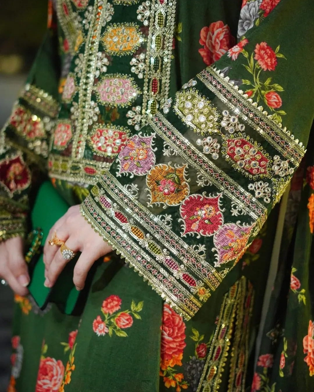 Green Jawel Embroidery (3.Pcs)