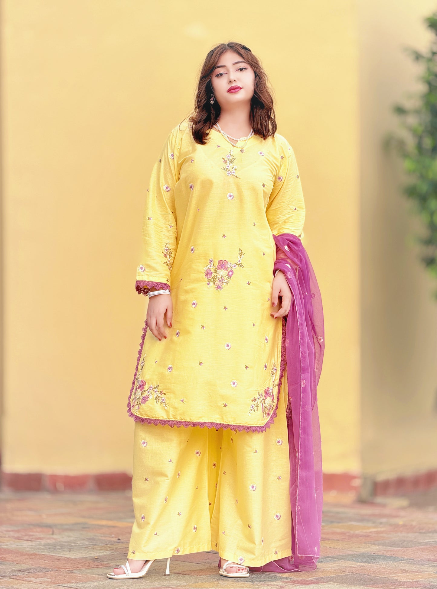 Butter Yellow (Embroidery 3.PCs with Plazo)
