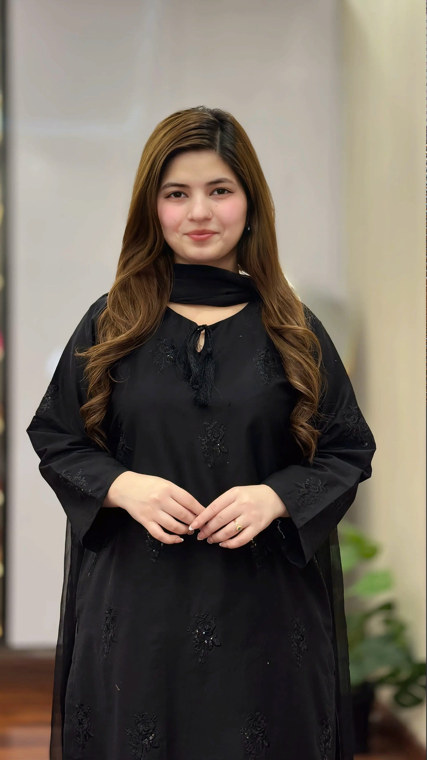 Black Bloom (Embroidery 3.PCs with Farshee Shalwar)