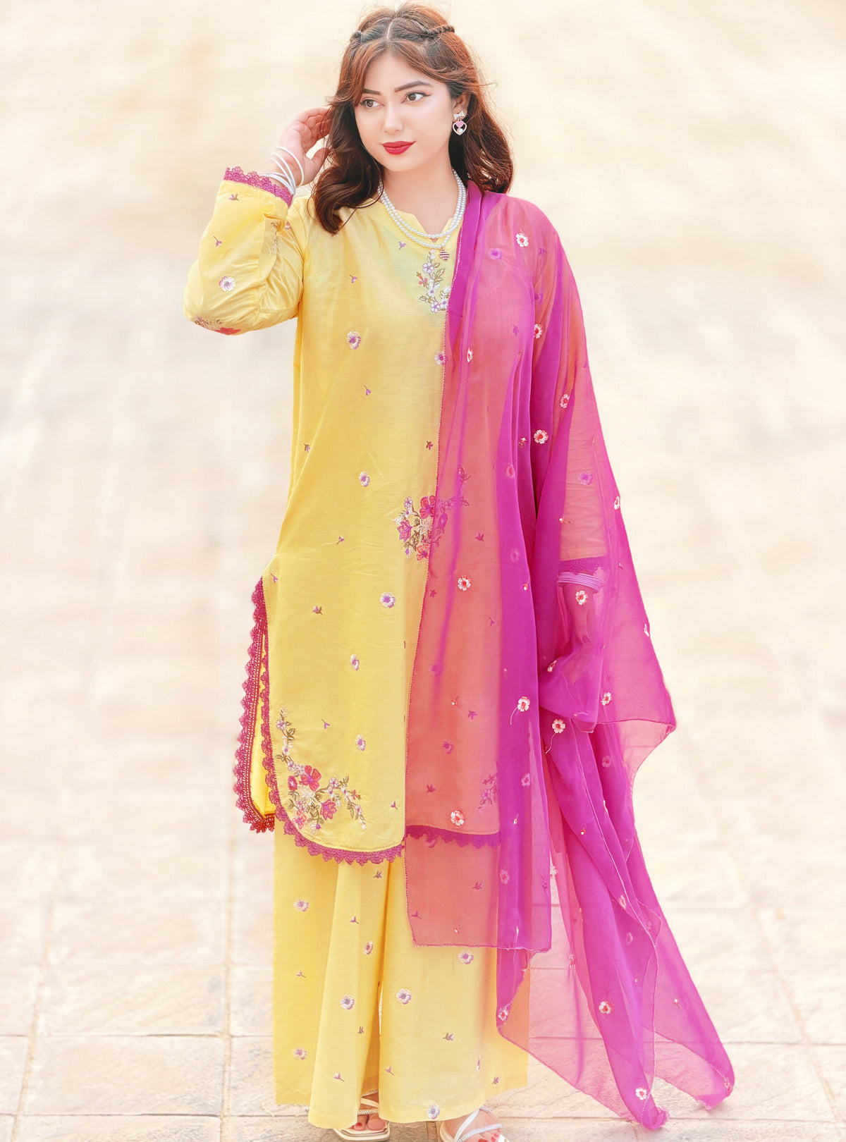 Butter Yellow (Embroidery 3.PCs with Plazo)