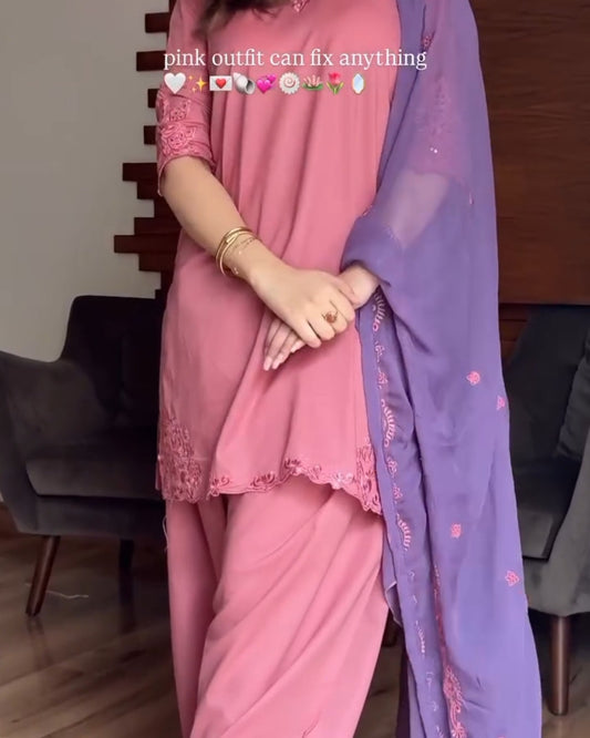 Irfa Pink Embroidery (3.Pcs)