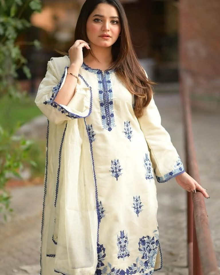 Khadi Net Embroidery (2.Pcs)