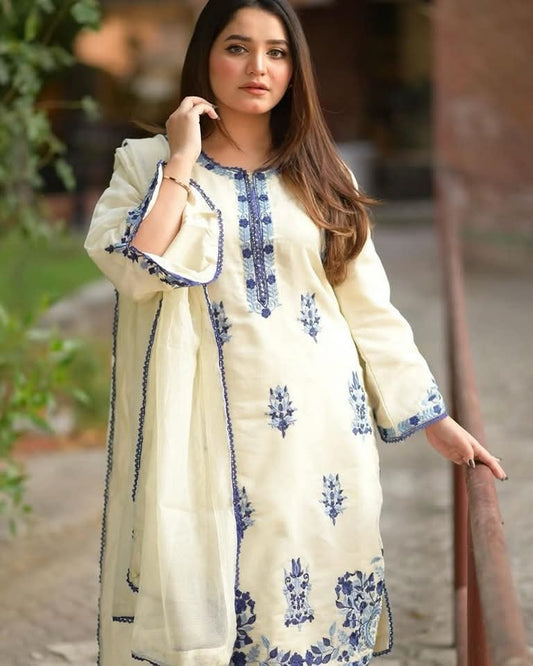 Khadi Net Embroidery (2.Pcs)