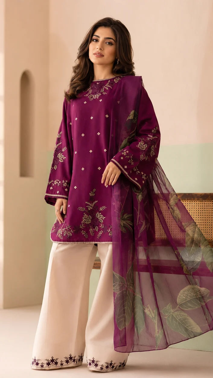 Kainat (Embroidery 3.PCs with Farshee Shalwar)