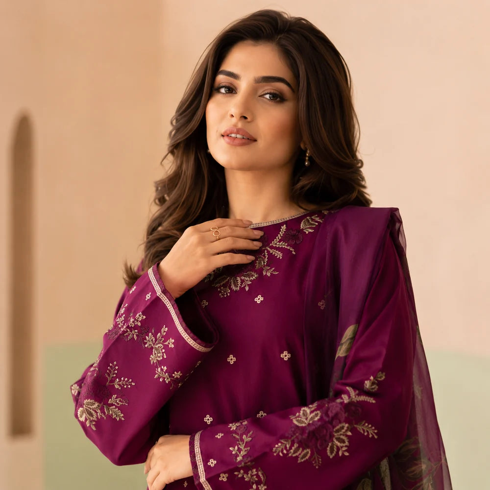 Kainat (Embroidery 3.PCs with Farshee Shalwar)
