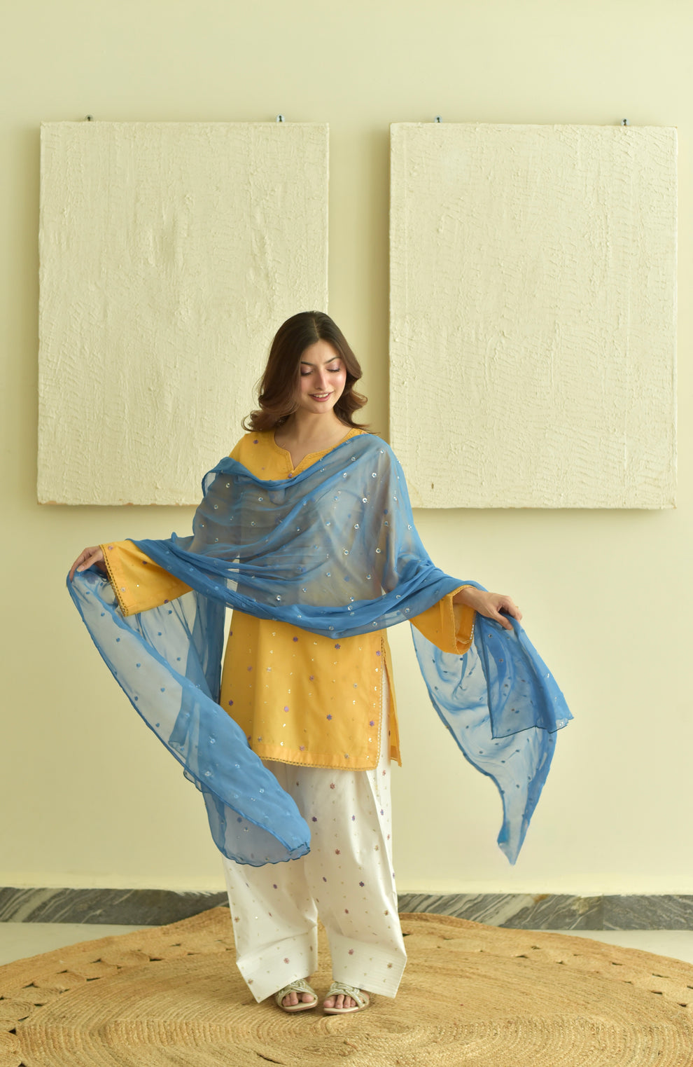 Nisha (Embroidery 3.PCs with farshee Shalwar)