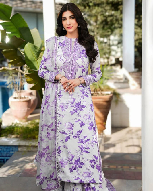 Purple Jawel Embroidery (3.Pcs)