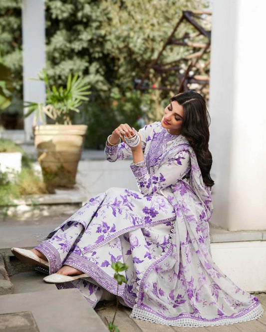 Purple Jawel Embroidery (3.Pcs)