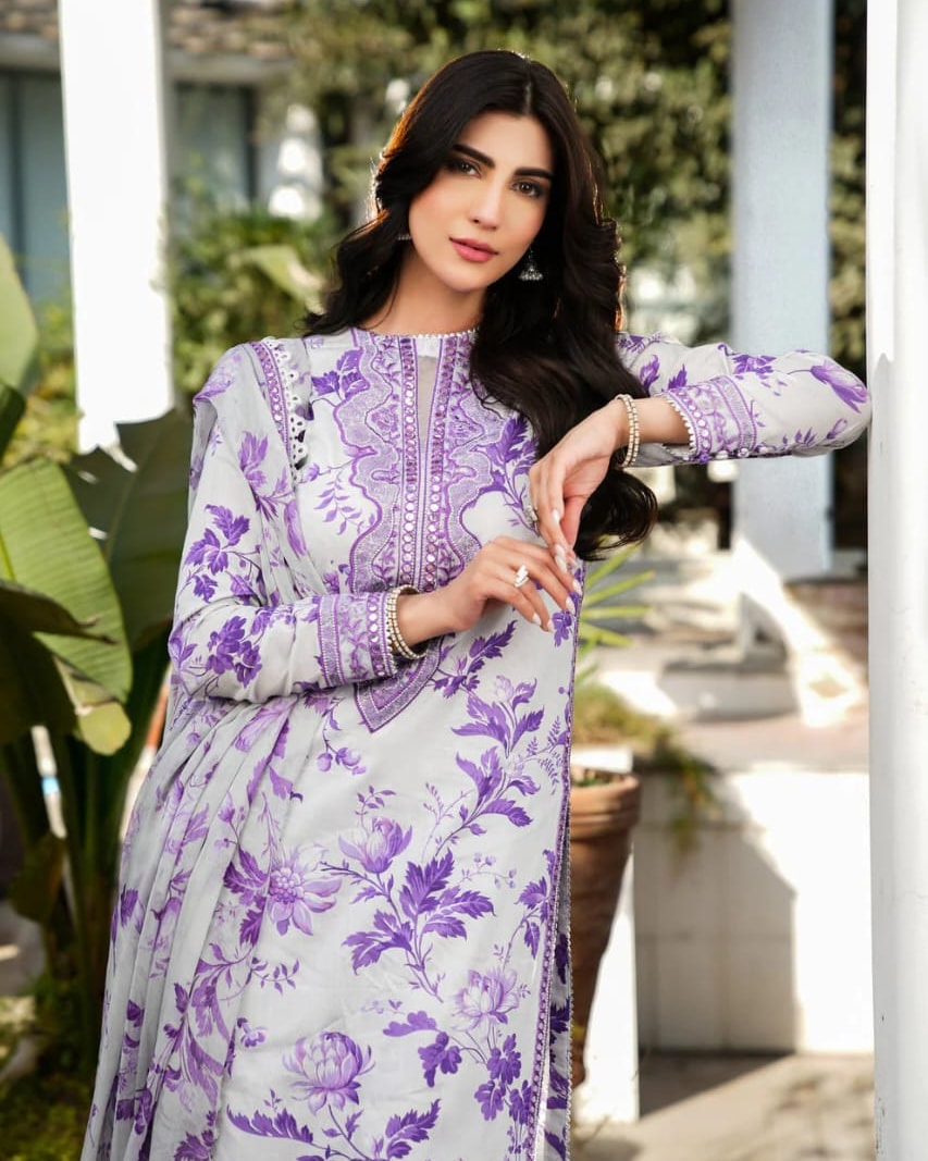 Purple Jawel Embroidery (3.Pcs)