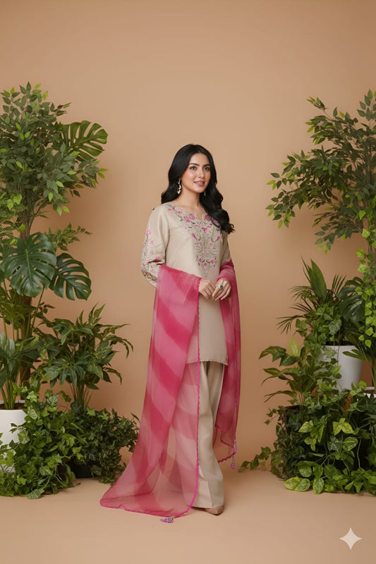 Pink Pulse {Embroidery 3.Pcs with Farshee Shalwar}