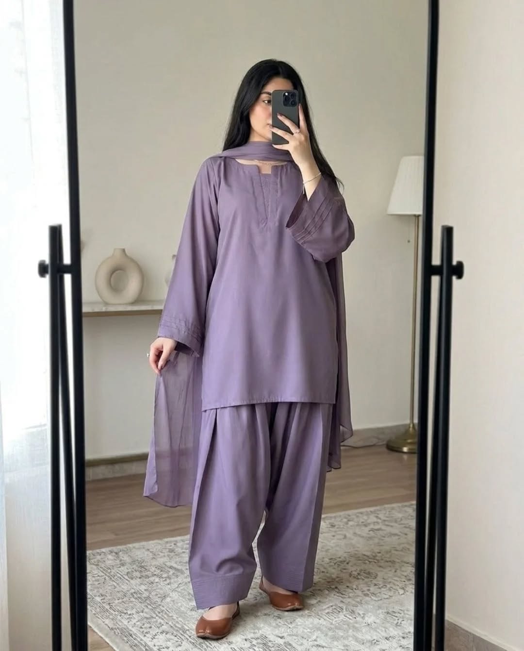 Soft Plum (Embroidery 3.PCs with Farshee Shalwar)