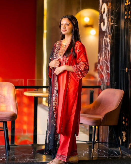 Red Iris Embroidery (3.Pcs)