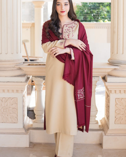 Sun-Shine Embroidery (3.Pcs With Shawl)