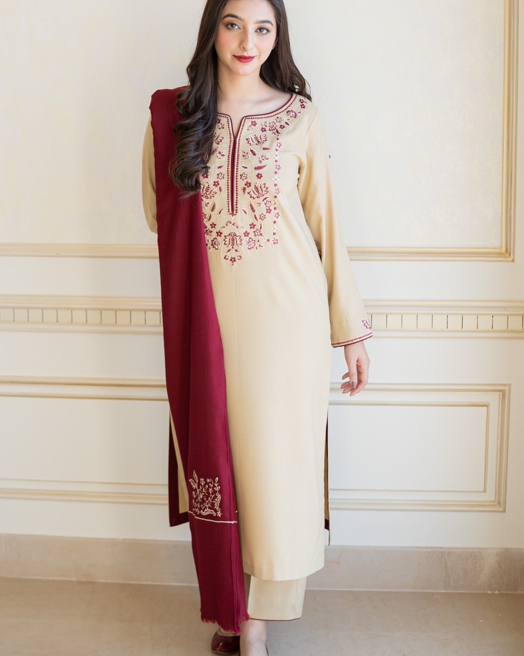 Sun-Shine Embroidery (3.Pcs With Shawl)