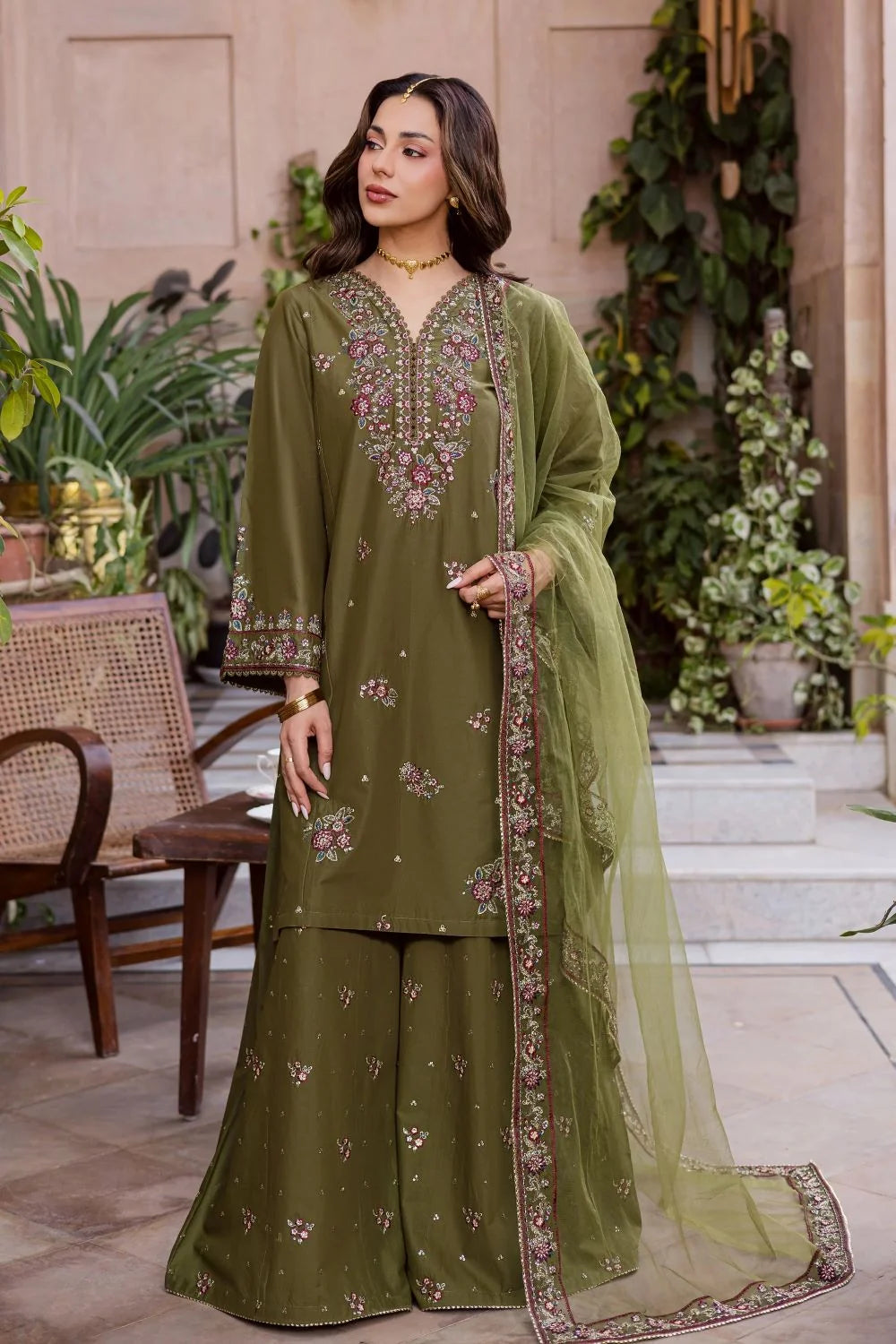 Zarqash Olive (Embroidery 3.PCs)