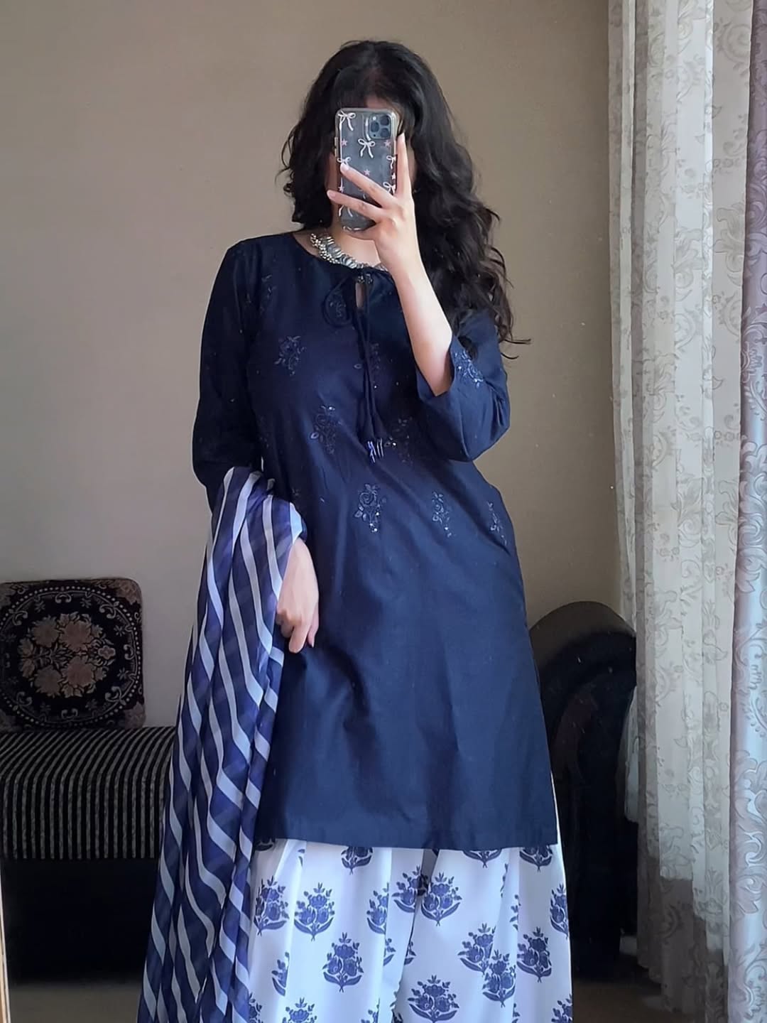 Blue Bloom Embroidery (3.Pcs)