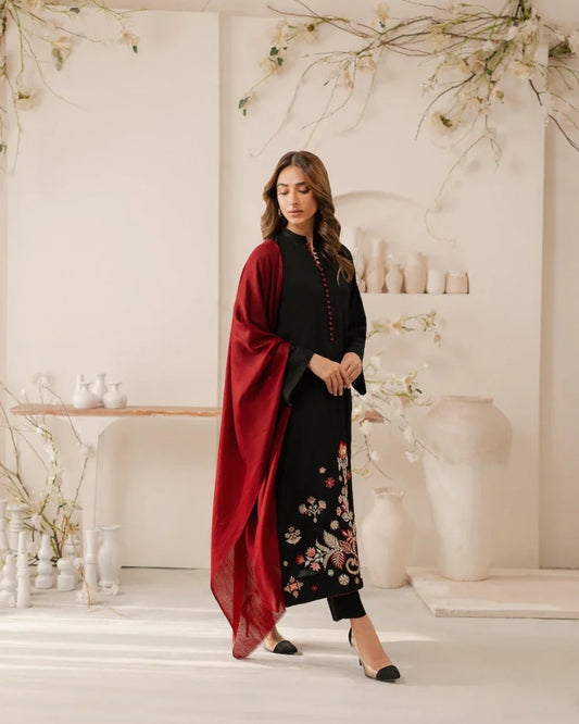 Black Storm (Embroidery 3.Pcs with Shawl)