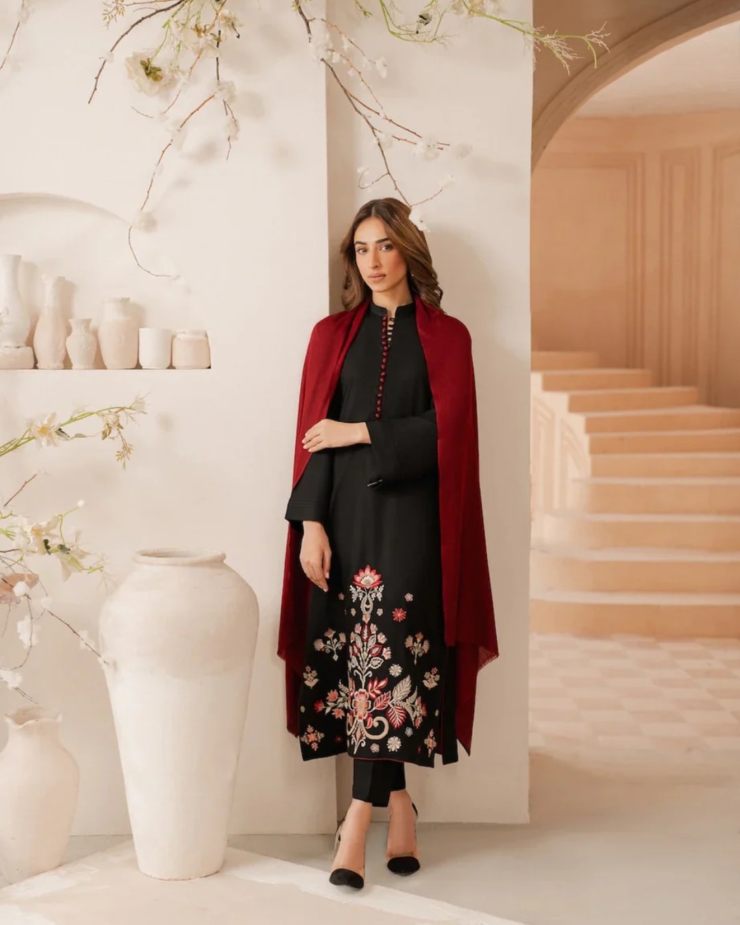 Black Storm (Embroidery 3.Pcs with Shawl)