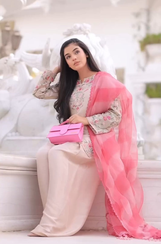 Pink Pulse {Embroidery 3.Pcs with Farshee Shalwar}