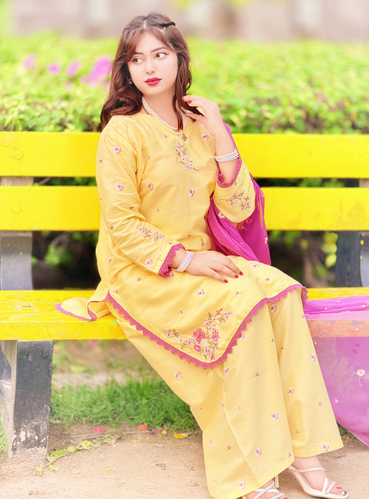 Butter Yellow (Embroidery 3.PCs with Plazo)