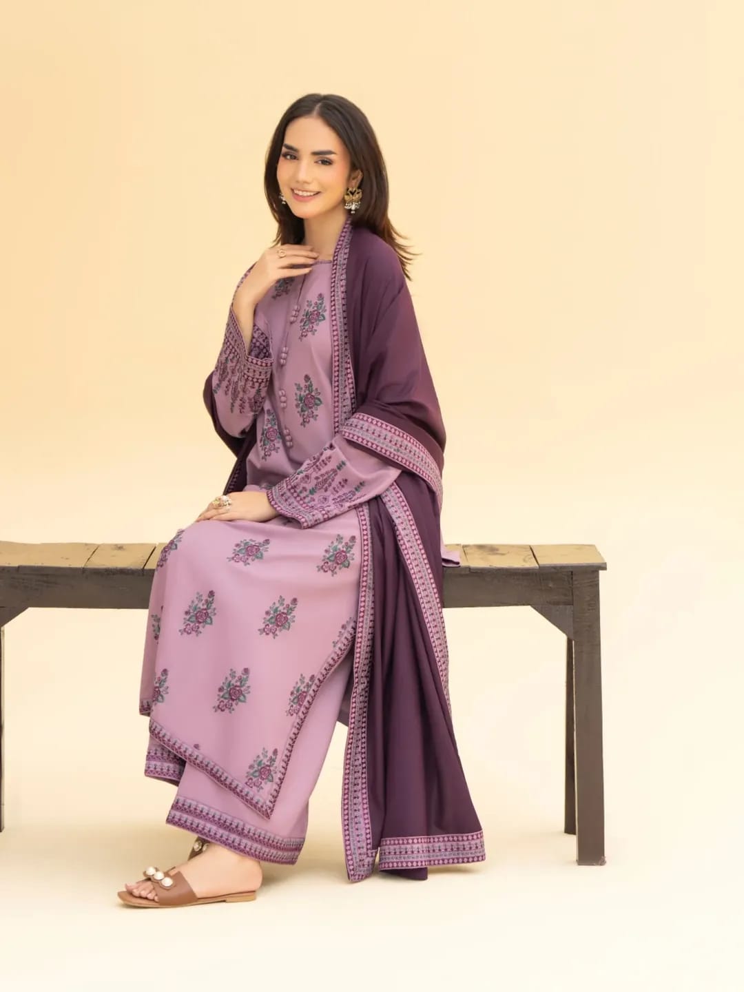 Shokh Embroidery (3.Pcs) with Shawl